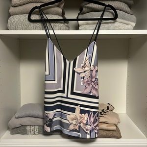 Style Stalker purple floral top with low back